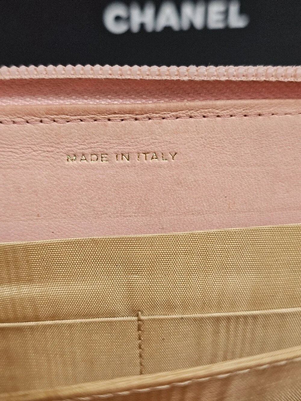 Authentic Vintage Chanel Pink Caviar Leather Zip-Around Wallet